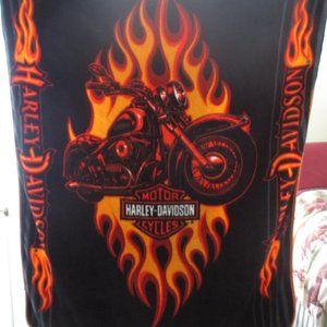 Harley Davidson Flames Motorcycle Bike Throw Blanket